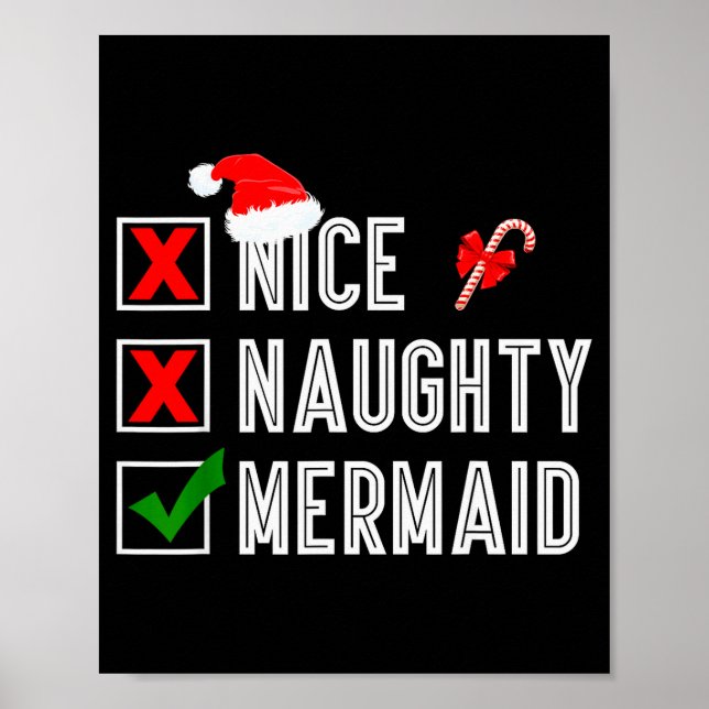 Affiche Nice Naughty Mermaid Merry Christmas Santa Claus X (Devant)