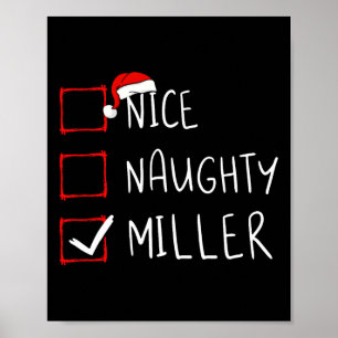 Affiche Nice Naughty Miller Liste de Noël Xmas Père Noël C