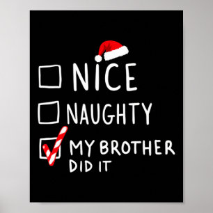 Affiche Nice Naughty Mon Frère L'A Fait Liste De Noël Fami