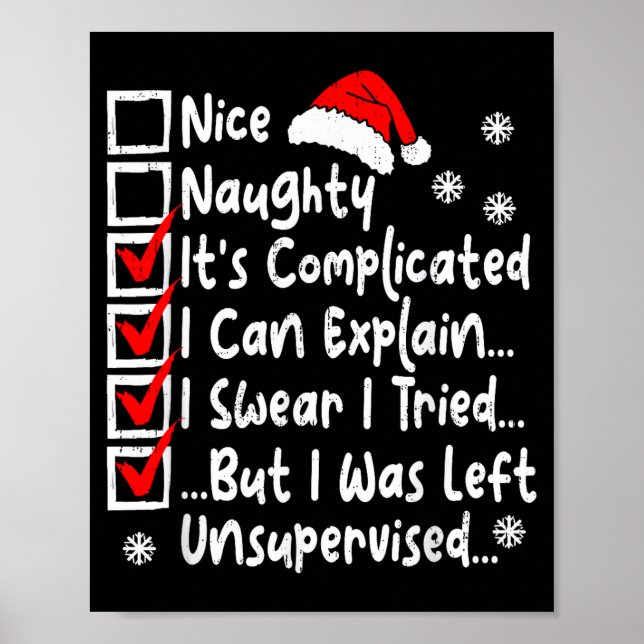 Affiche Nice Naughty Multi Checklist Funny Christmas List  (Devant)