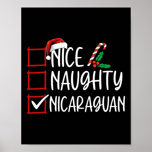 Affiche Nice Naughty Nicaragua Liste de Noël Père Noël (Devant)