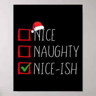 Affiche Nice Naughty Nice Liste de Noël Xmas Père Noël Cl