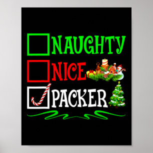 Affiche Nice Naughty Packer Père Noël Liste de Noël