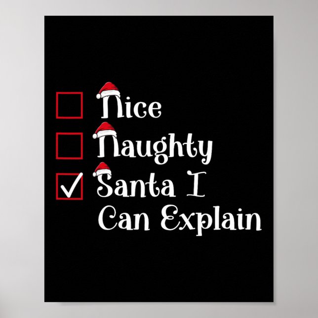 Affiche Nice Naughty Père Noël Je Peux Expliquer De Mignon (Devant)