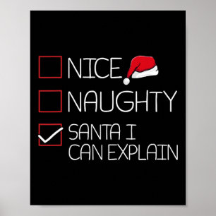 Affiche Nice Naughty Père Noël Je peux expliquer le pyjama