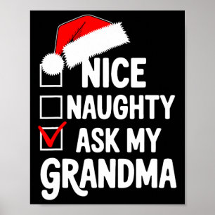 Affiche Nice Naughty Poser Ma Grand-Mère Funny Liste de No