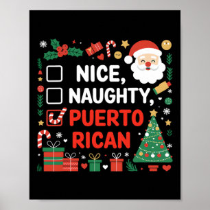 Affiche Nice Naughty Puerto Rican Père Noël Noël