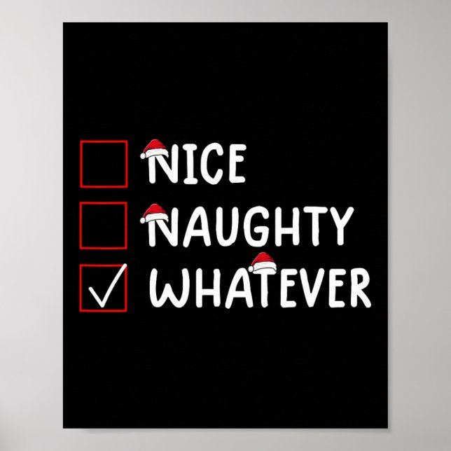 Affiche Nice Naughty Quoi que mignon Noël (Devant)