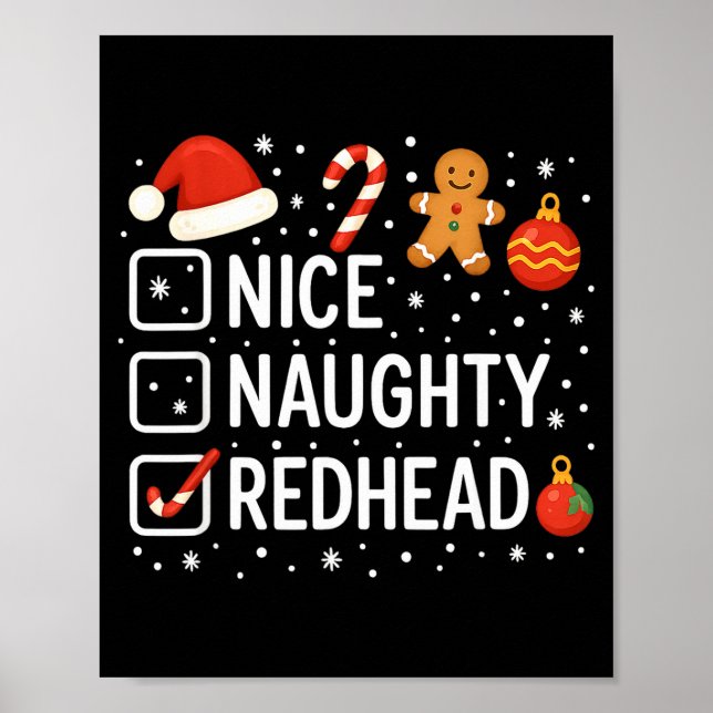 Affiche Nice Naughty Redhead Funny Christmas Quote  (Devant)