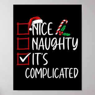 Affiche Nice Naughty Sa liste de Noël compliquée Père Noël