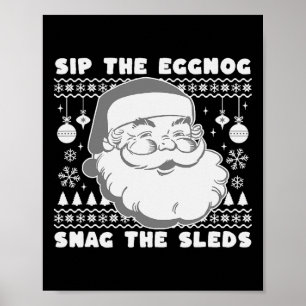 Affiche Nice Naughty Sip Eggnog Liste de Noël Noël Noël Pè