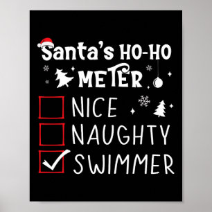 Affiche Nice Naughty Swimmer Liste de Noël Natation Amusan