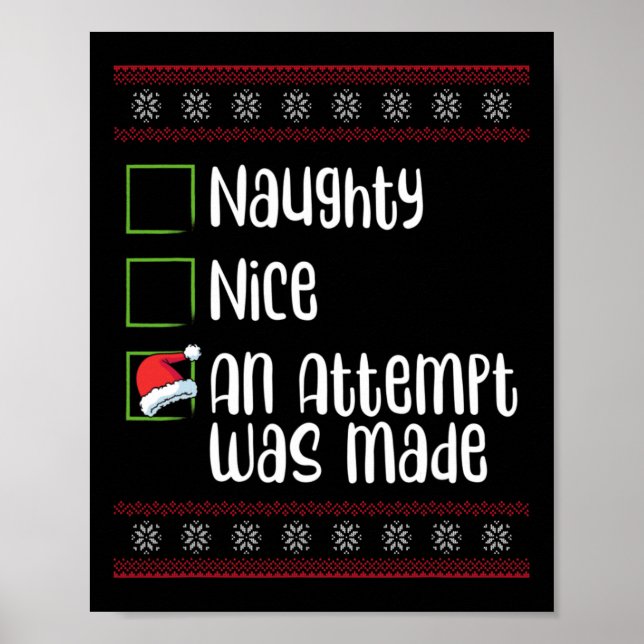Affiche Nice Naughty Une Tentative A Été Fait Noël Naughty (Devant)