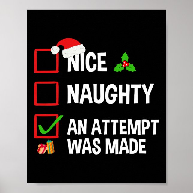 Affiche Nice Naughty Une Tentative A Été Faite Drôle Noël (Devant)