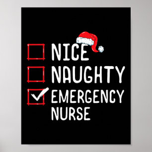 Affiche Nice Naughty Urgence Infirmière Liste de Noël Er X