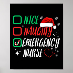 Affiche Nice Naughty Urgence Infirmière Liste de Noël Er X