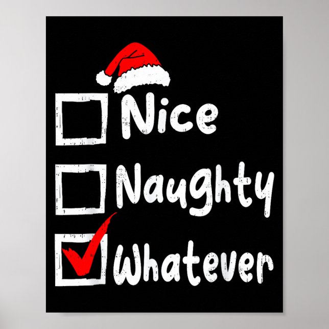 Affiche Nice Naughty Whatever Funny Christmas List Family  (Devant)