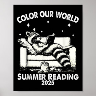 Affiche Nice Raccoon Livre Lover Été Lecture 2025