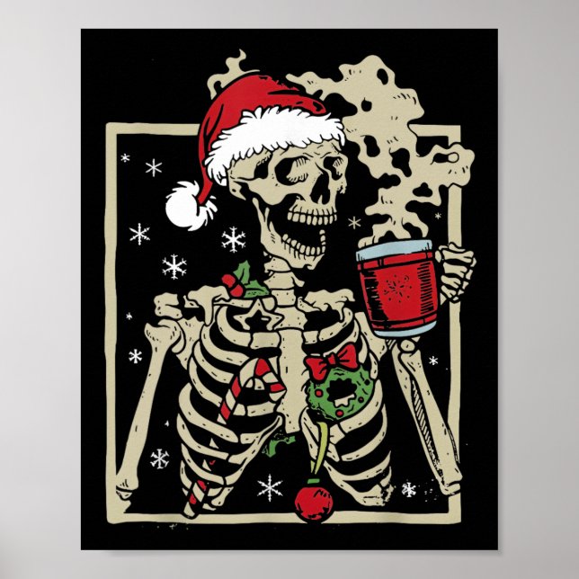 Affiche Nice Skeleton Santa Hat Noël (Devant)