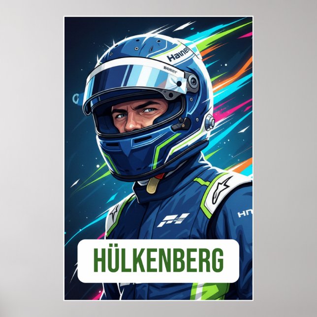 Affiche Nico Hülkenberg Racing Helmet Vector – Motorsport  (Devant)