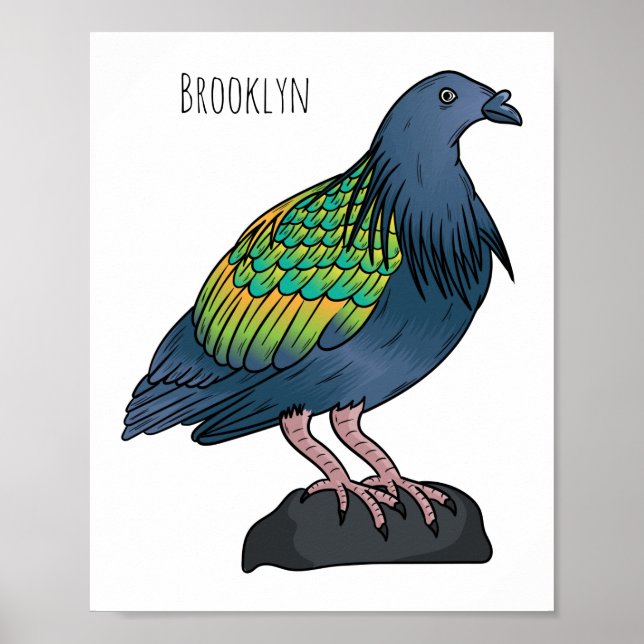 Affiche Nicobar pigeon bird cartoon illustration  (Devant)