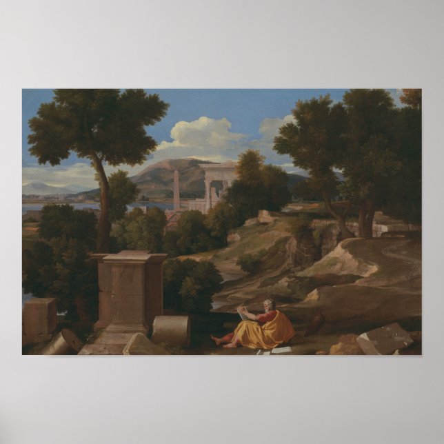 Affiche Nicolas Poussin - Paysage avec Saint John (Devant)
