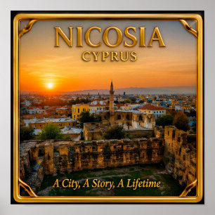 Affiche Nicosie Chypre Mémoire de Voyage Dorée