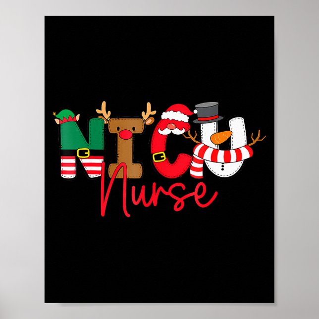 Affiche Nicu Christmas Shirt Nicu Nurse Xmas Party Nicu Nu (Devant)