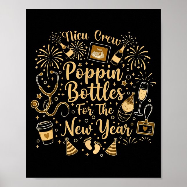 Affiche Nicu Crew Pn Bottles For The New Year Cute Nurse  (Devant)