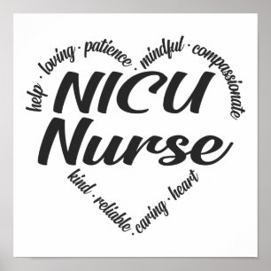 Affiche NICU Nurse Heart Word Cloud