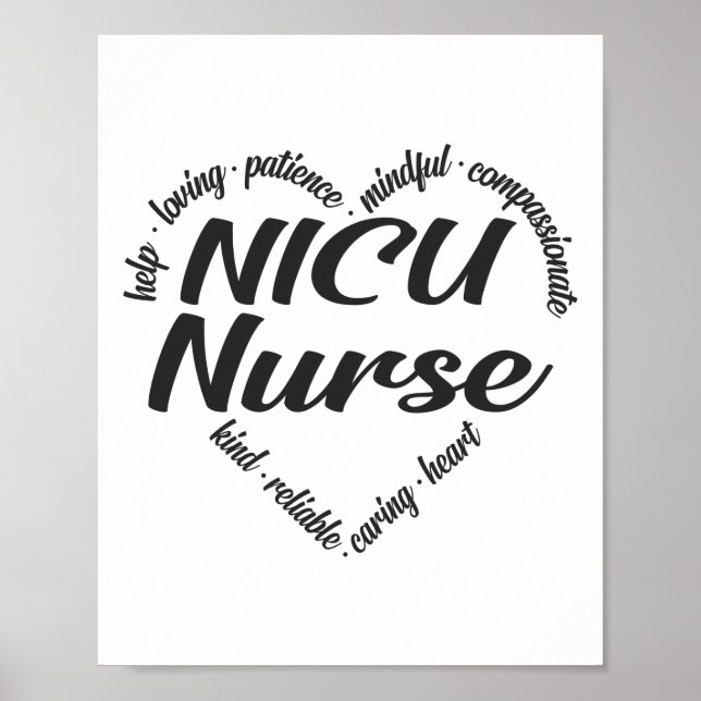 Affiche NICU Nurse Heart Word Cloud (Devant)