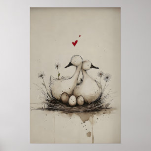 Affiche Nid d'amour – Canards de printemps, Art imprimable