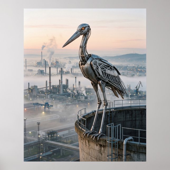 Affiche Nid de cigogne industriel (Devant)