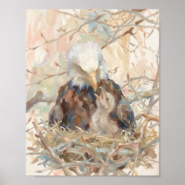 Affiche Nid de pygargue à tête blanche aquarelle Art de la (Devant)