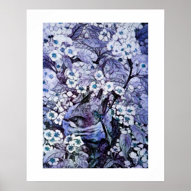 Affiche NID D'OISEAU, blanc bleu (Devant)