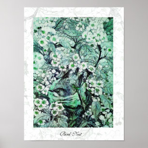 Affiche NID D'OISEAU, blanc vert