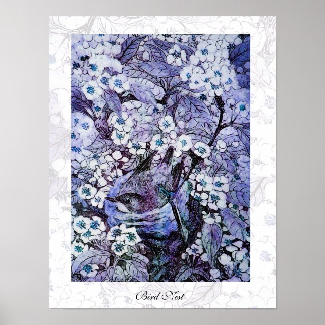 Affiche NID OISEAU, bleu blanc (Devant)