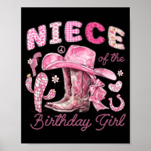 Affiche Nièce de la vache fille d'anniversaire Rodeo Cow G