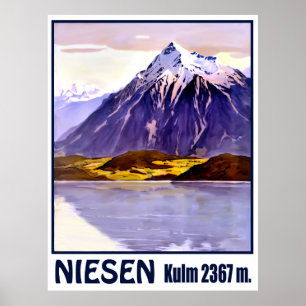 Affiche Niesen, sommet, Suisse, voyage vintage