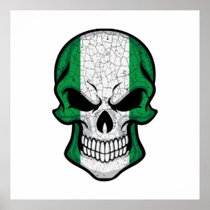 Affiche Nigeria Drapeau crâne souriant
