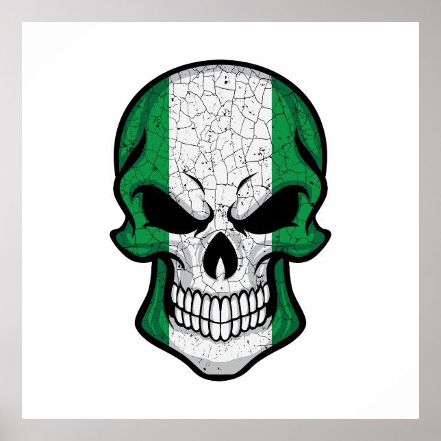 Affiche Nigeria Drapeau crâne souriant (Devant)