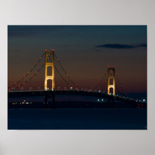 Affiche Night At Mackinac Bridge