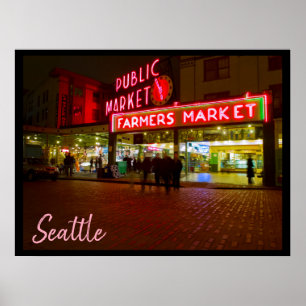 Affiche Night at the Seattle Public Market