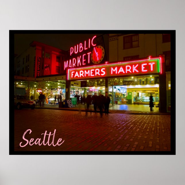 Affiche Night at the Seattle Public Market (Devant)