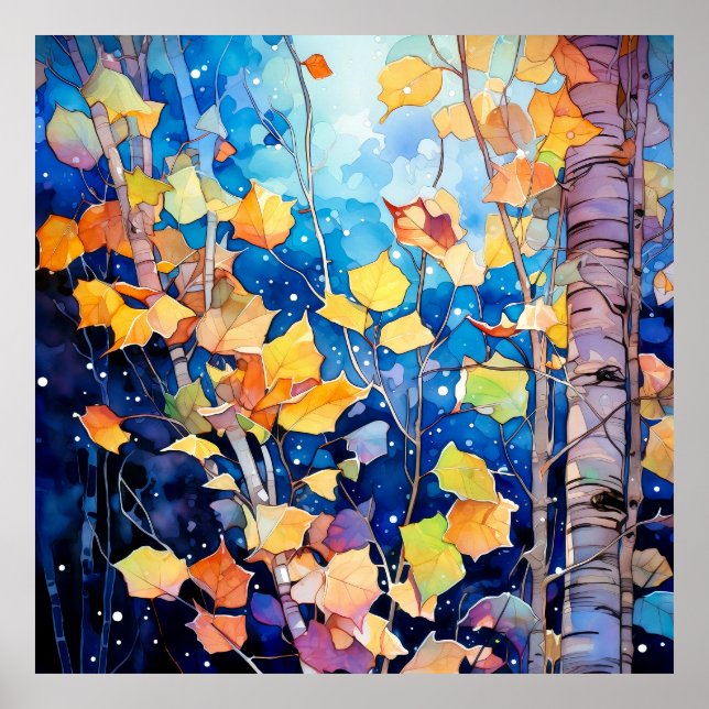 Affiche Night Forest in Autumn Art (Devant)