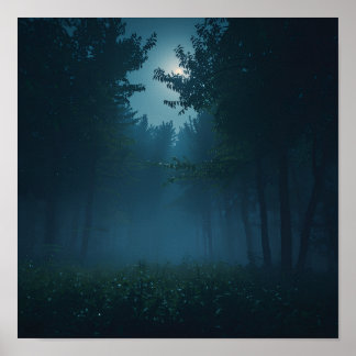 Affiche Night Forest Moonlight