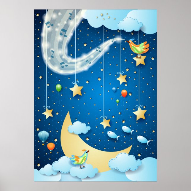 Affiche Night of music and big moon (Devant)