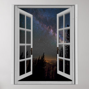 Affiche Night Sky Milky Way Galaxy Fake Window