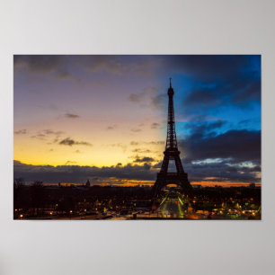 Affiche Night to Day over Eiffel tower from Trocadero