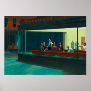 Affiche Nighthawks - Time travellers - Edward Hopper